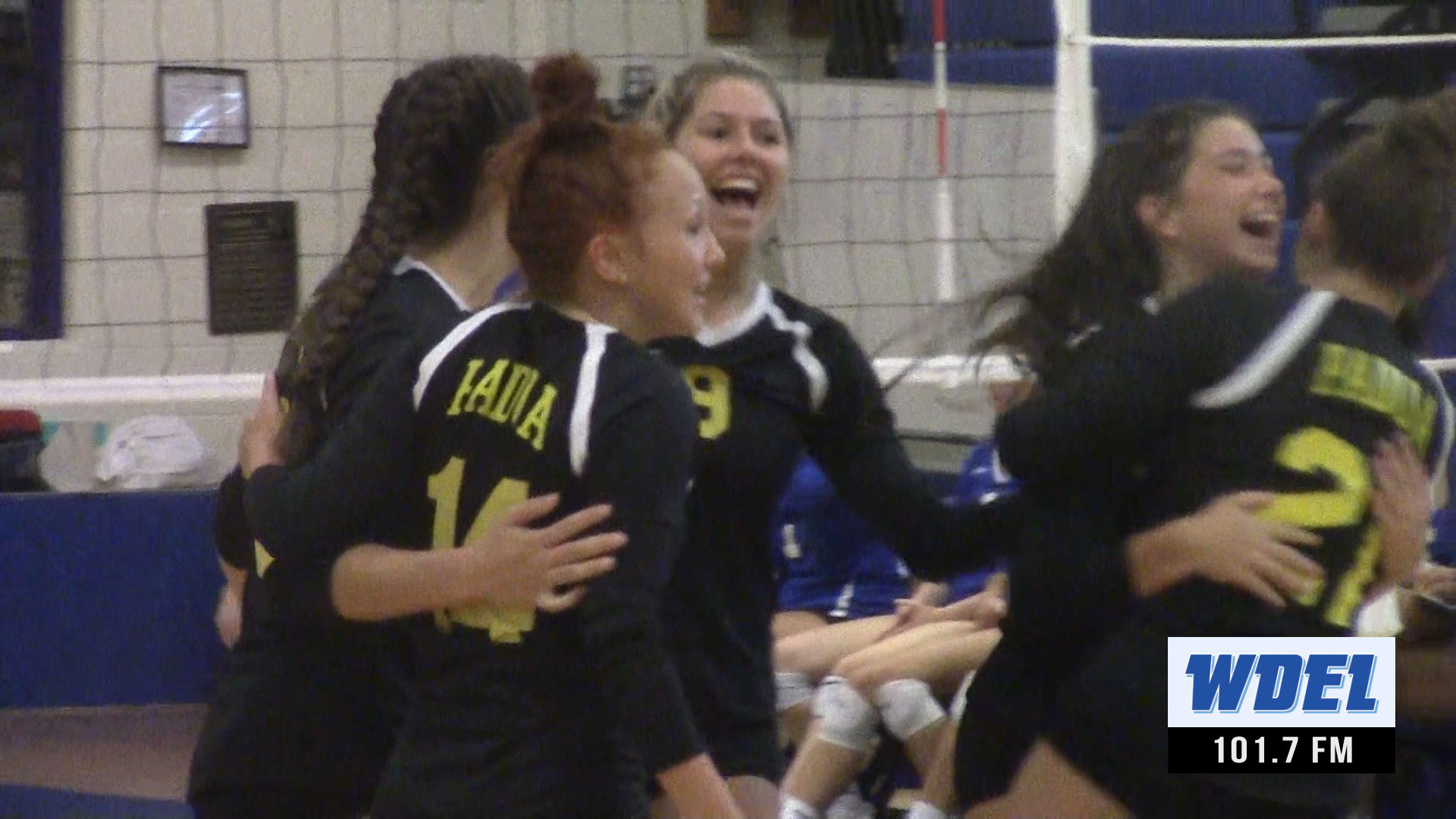 Padua celebrates winning a point against Wilmington Charter